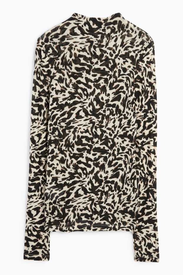 Donna - Maglia a maniche lunghe - fantasia - nero / beige