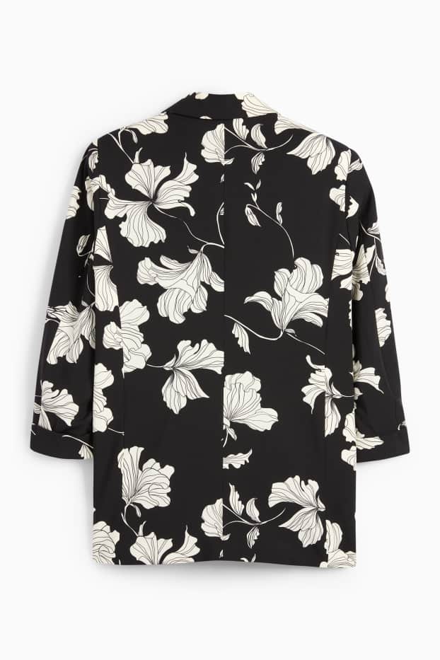 Women - Business blazer - relaxed fit - floral - black / white