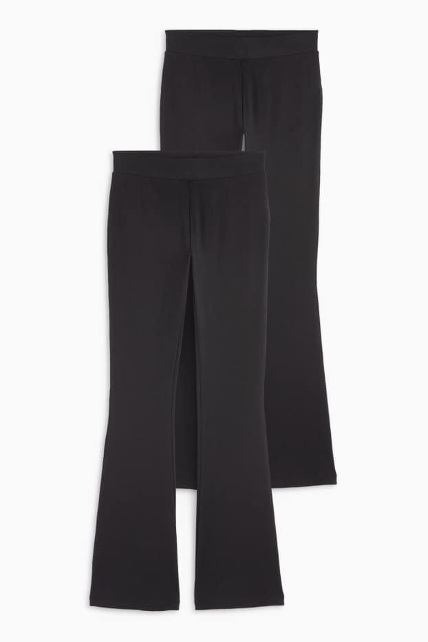 Kinderen: meisjes - Set van 2 - flared legging - zwart