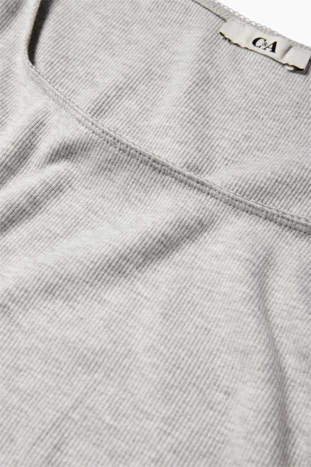 Donna - Maglia a maniche lunghe - a coste - grigio chiaro melange