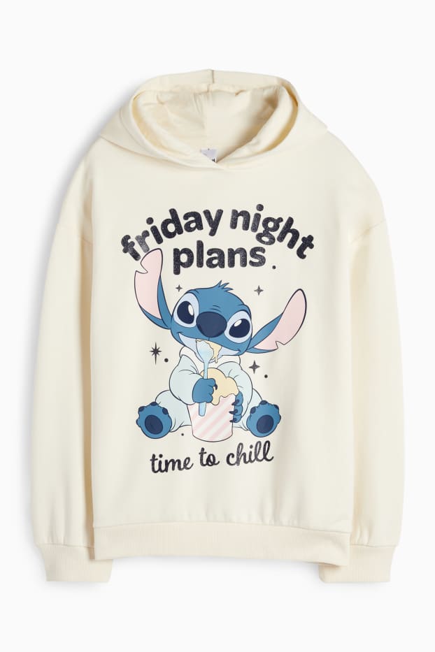 Děti - dívky - Lilo & Stitch - mikina s kapucí - krémově bílá