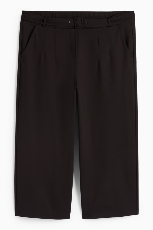 Damen - Jersey-Hose - High Waist - Wide Leg - schwarz