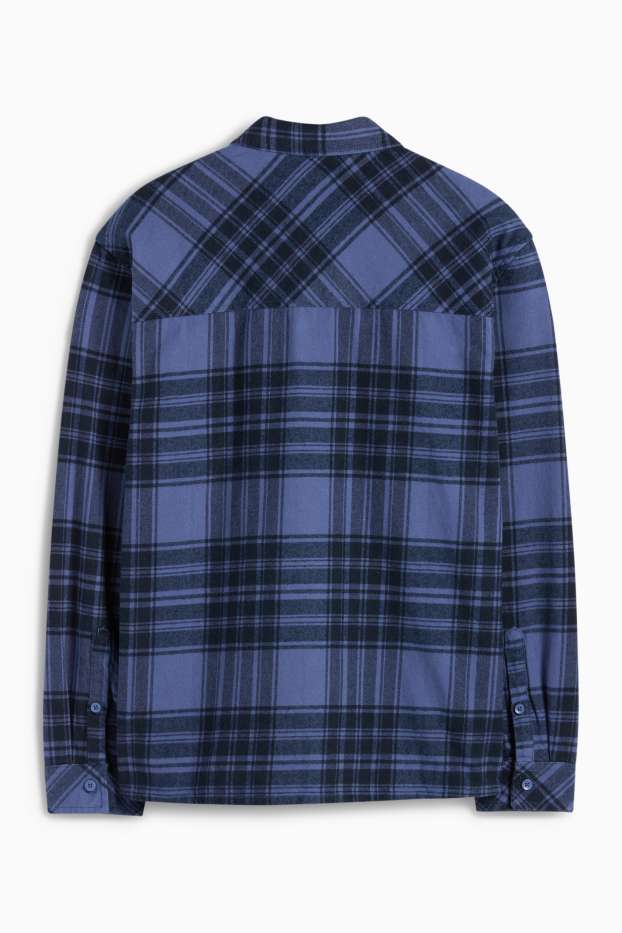Mężczyźni - Koszula - relaxed fit - kołnierzyk kent - w kratę - ciemnoniebieski