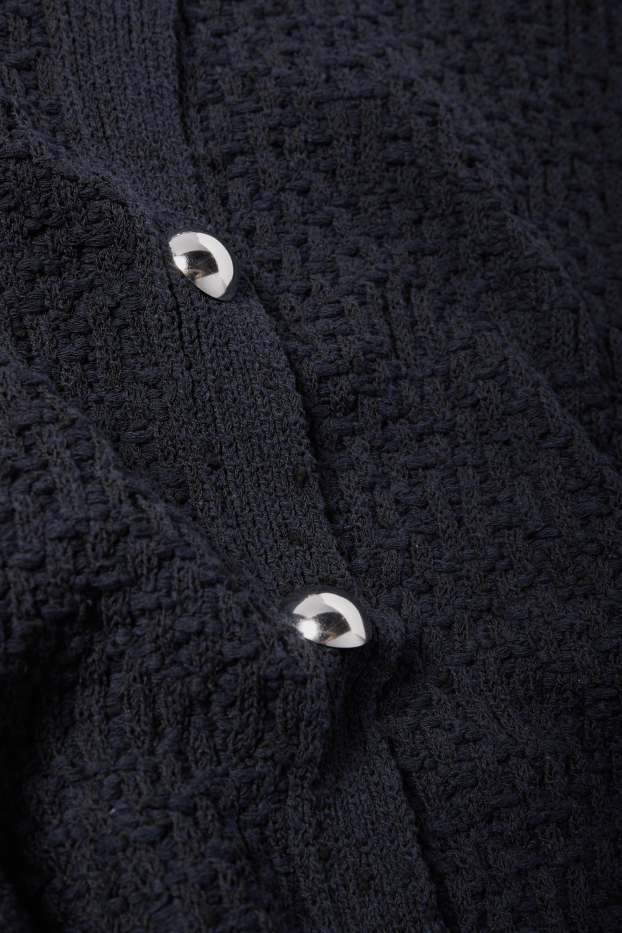 Donna - Cardigan - tessuto tramato - blu scuro
