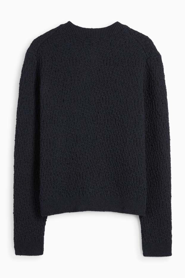 Donna - Cardigan - tessuto tramato - blu scuro
