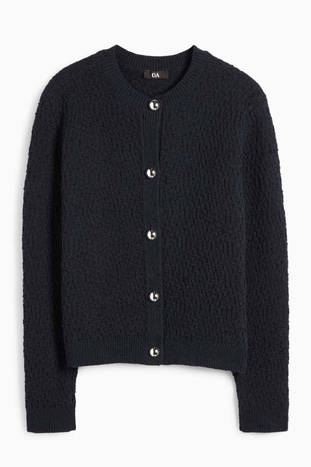 Donna - Cardigan - tessuto tramato - blu scuro
