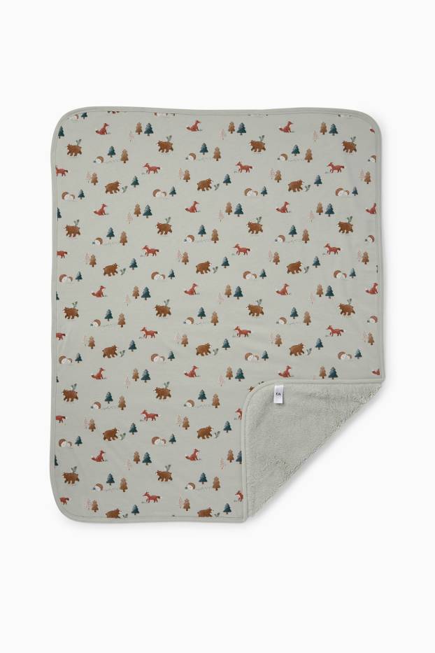 Baby Mädchen - Waldtiere - Baby-Decke - 100 x 80 cm - mintgrün