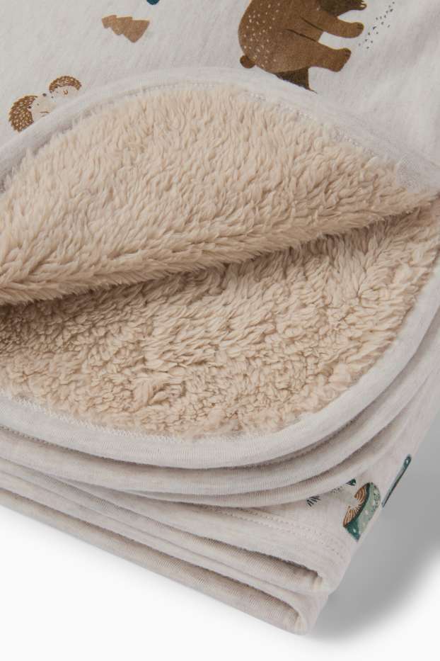 Baby Mädchen - Bärchen und Igel - Baby-Decke - 100 x 80 cm - hellbeige