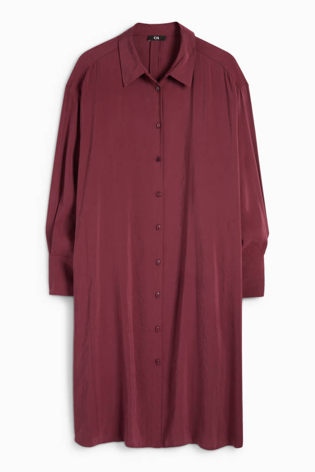 Damen - Blusenkleid - bordeaux