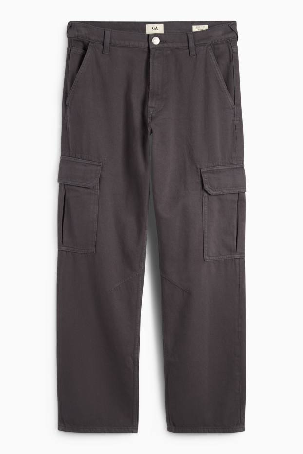 Heren - Cargobroek - relaxed fit - donkergrijs