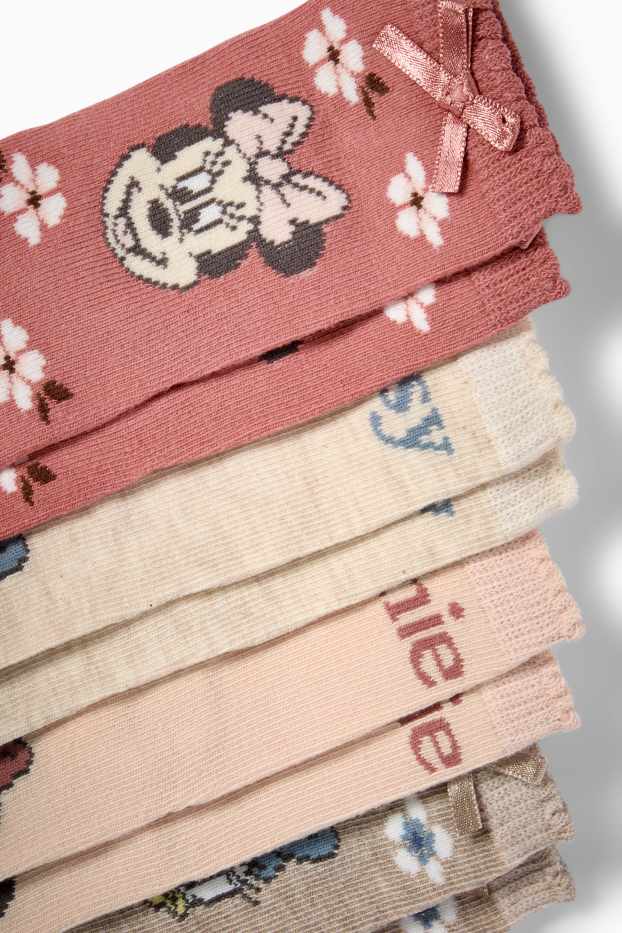 Niemowlęta dziewczynki - Wielopak, 4 pary - Disney - skarpety niemowlęce z motywem - ciemnoróżowy