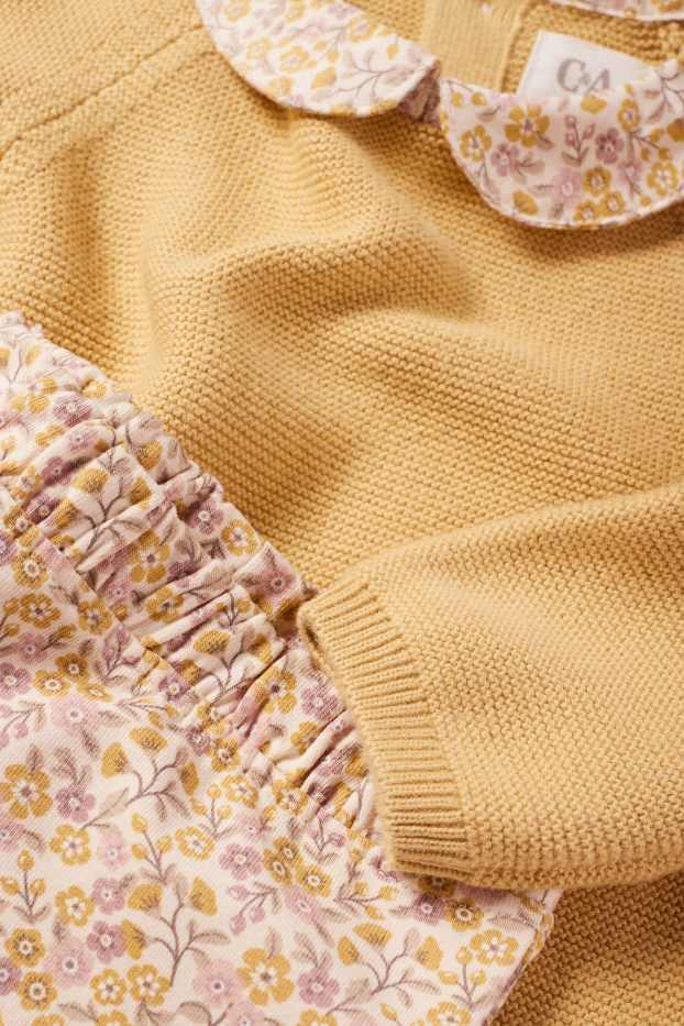 Baby: meisjes - Bloemetjes - baby-outfit - 2-delig - geel