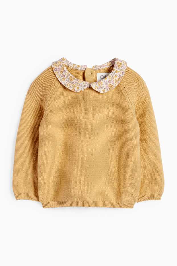 Baby: meisjes - Bloemetjes - baby-outfit - 2-delig - geel