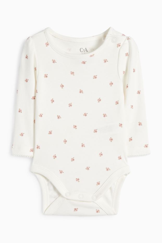 Bebés niñas - Florecitas - conjunto para bebé - 2 prendas - beis
