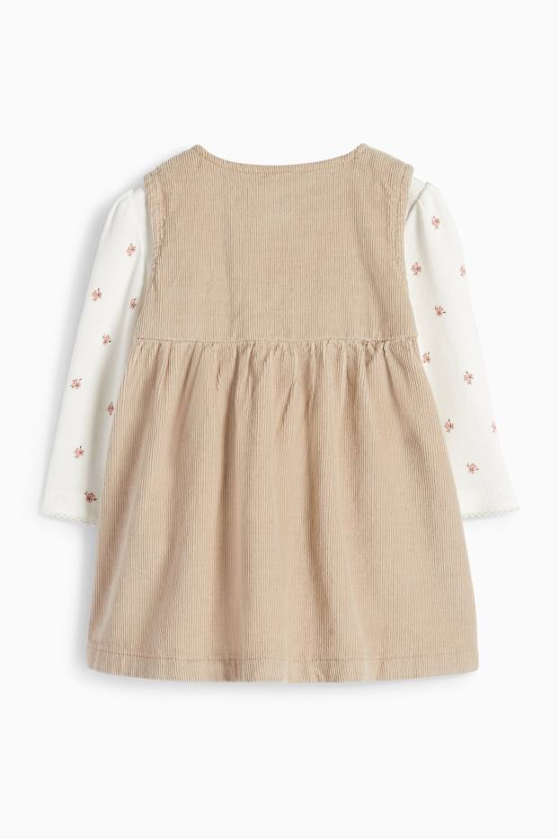 Bebés niñas - Florecitas - conjunto para bebé - 2 prendas - beis