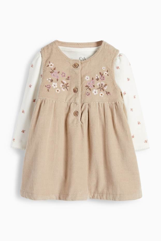Bebés niñas - Florecitas - conjunto para bebé - 2 prendas - beis