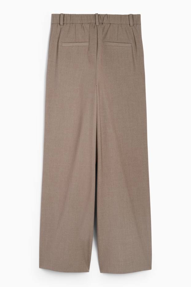 Dames - Business-broek - mid waist - wide leg - bruin