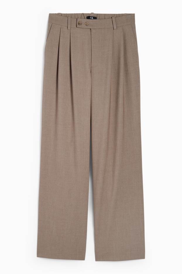 Dames - Business-broek - mid waist - wide leg - bruin