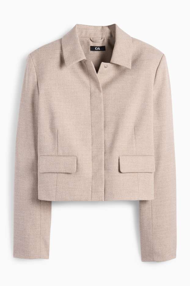 Women - Business blazer - regular fit - textured - beige