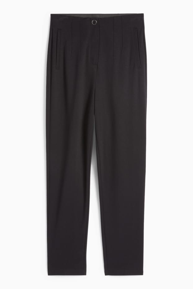 Donna - Pantaloni di jersey - vita media - slim fit - nero