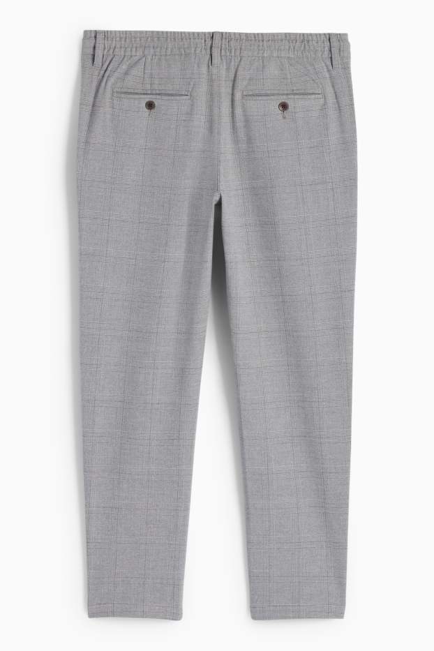 Mężczyźni - Chinosy - tapered fit - w kratkę - jasnoszary