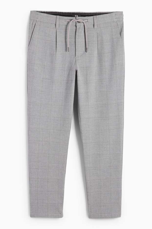 Mężczyźni - Chinosy - tapered fit - w kratkę - jasnoszary