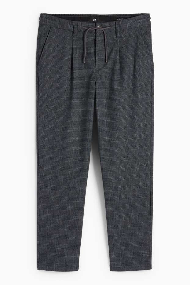 Uomo - Pantaloni chino - tapered fit - a quadretti - grigio scuro