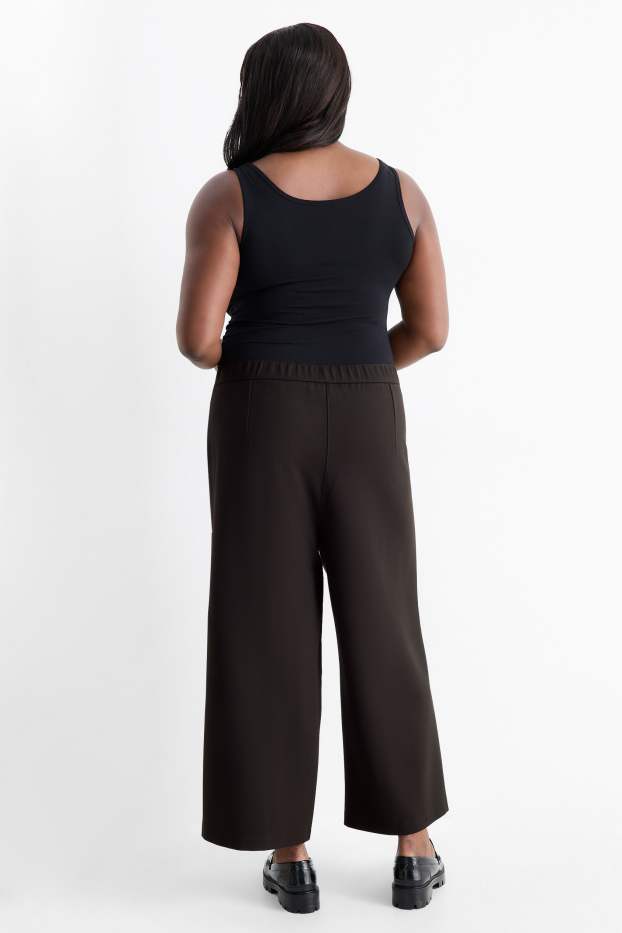 Damen - Jersey-Hose - High Waist - Wide Leg - schwarz