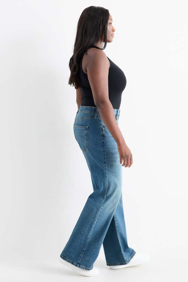 Damen - Wide Leg Jeans - High Waist - jeansblau