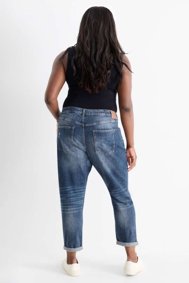 Dames - Boyfriend jeans - mid waist - LYCRA® - jeansdonkerblauw