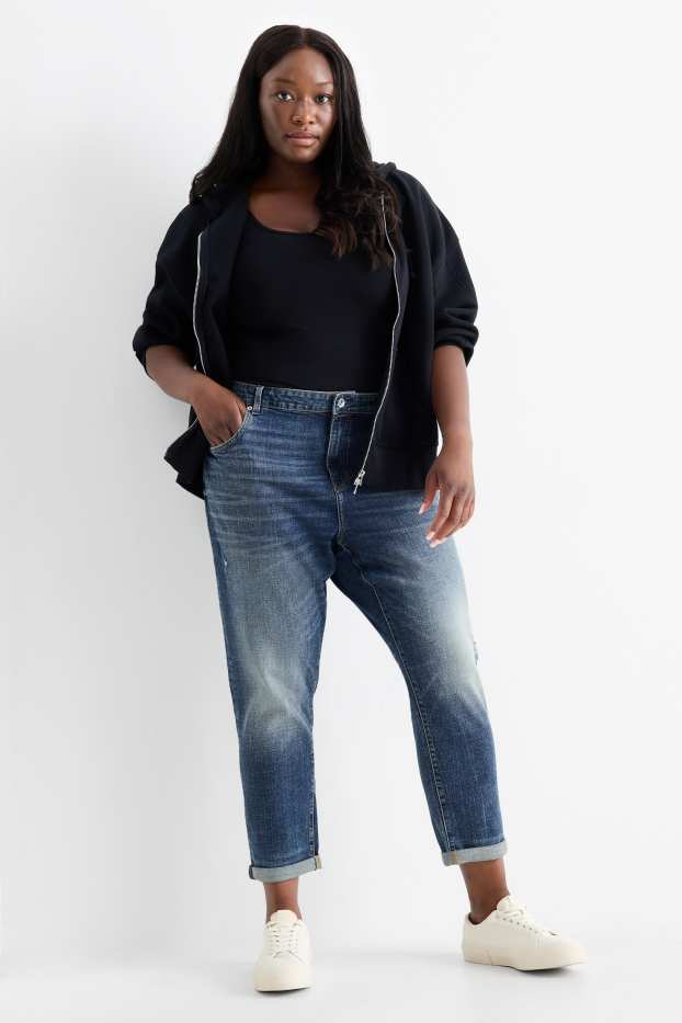 Dames - Boyfriend jeans - mid waist - LYCRA® - jeansdonkerblauw