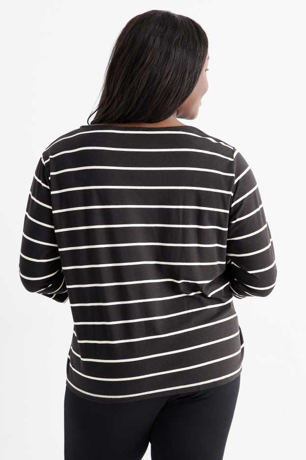 Donna - Maglia a maniche lunghe - a righe - nero