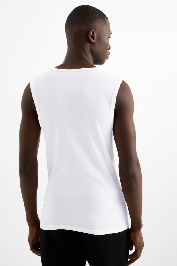 Hommes - Lot de 3 - maillots de corps - fines côtes - blanc