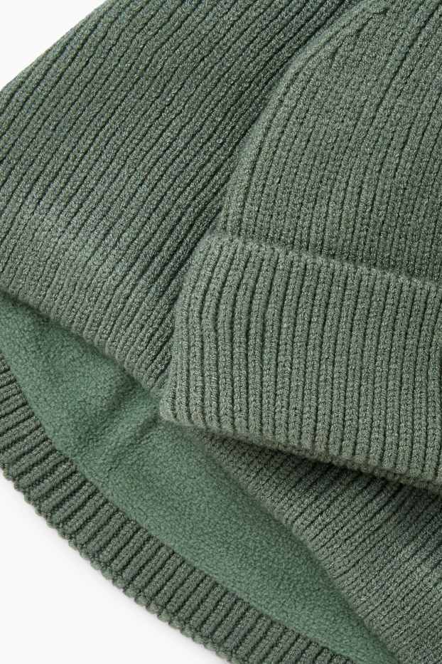 Children Boys - Set - hat and snood - 2 piece - ribbed - green