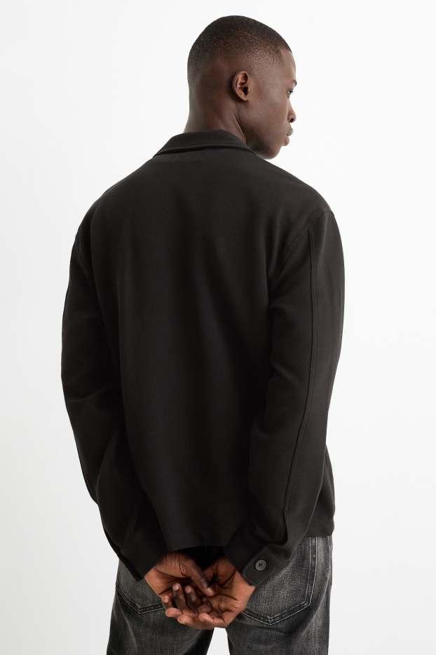 Men - Shirt jacket - relaxed fit - kent collar - black