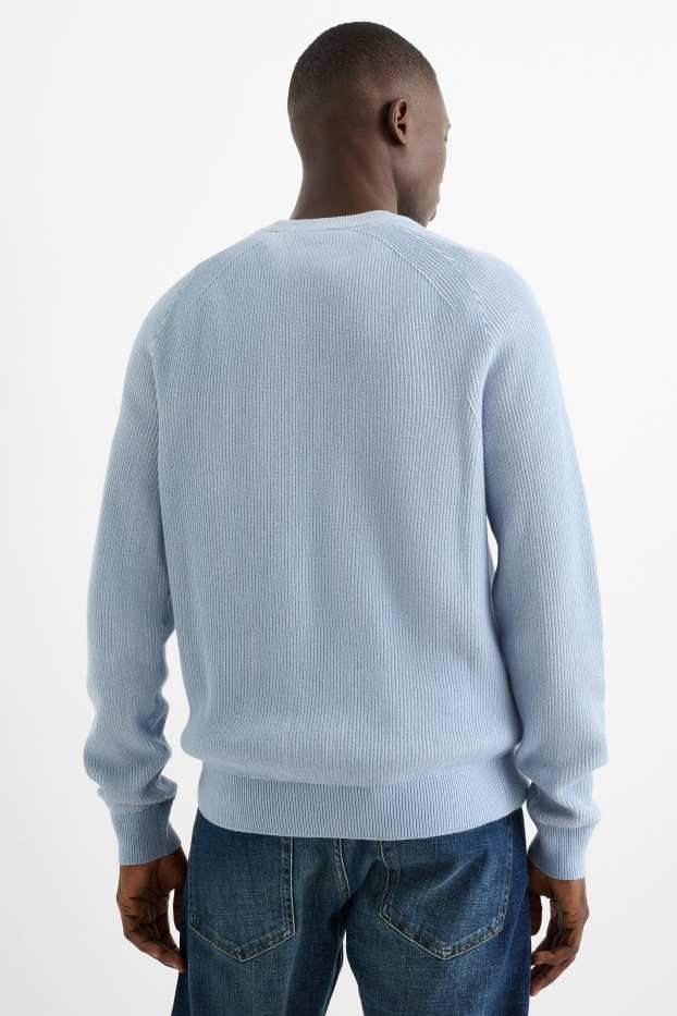 Men - Jumper - ribbed - light blue