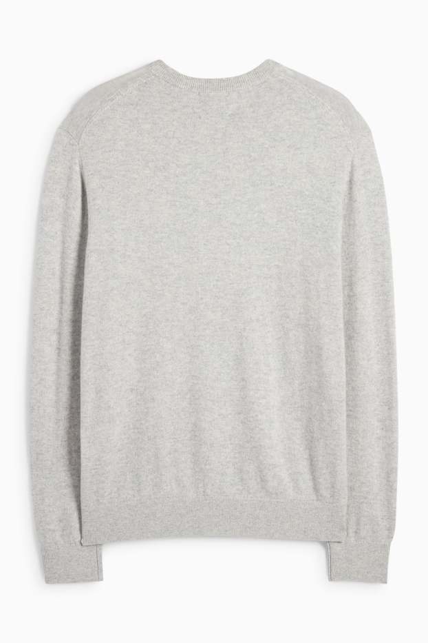 Herren - Kaschmir-Pullover - hellgrau
