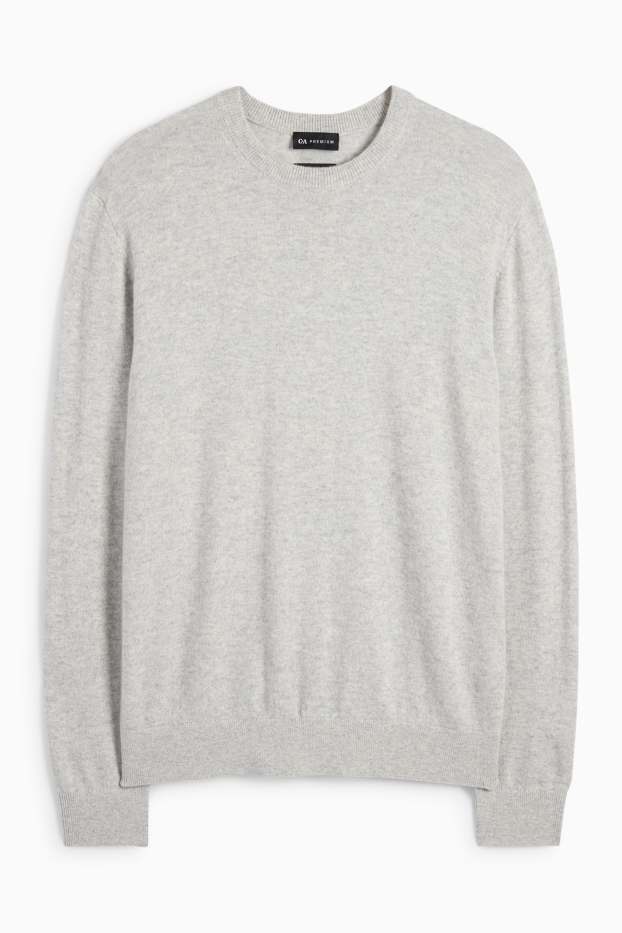 Herren - Kaschmir-Pullover - hellgrau