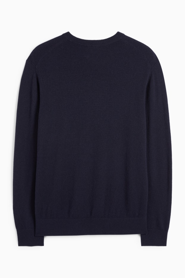 Heren - Trui van kasjmier - donkerblauw