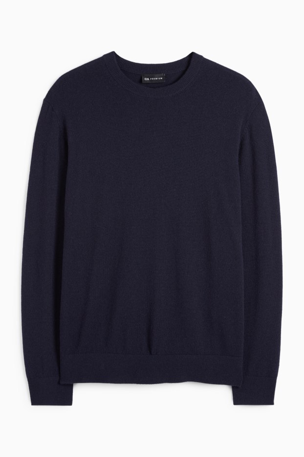 Heren - Trui van kasjmier - donkerblauw