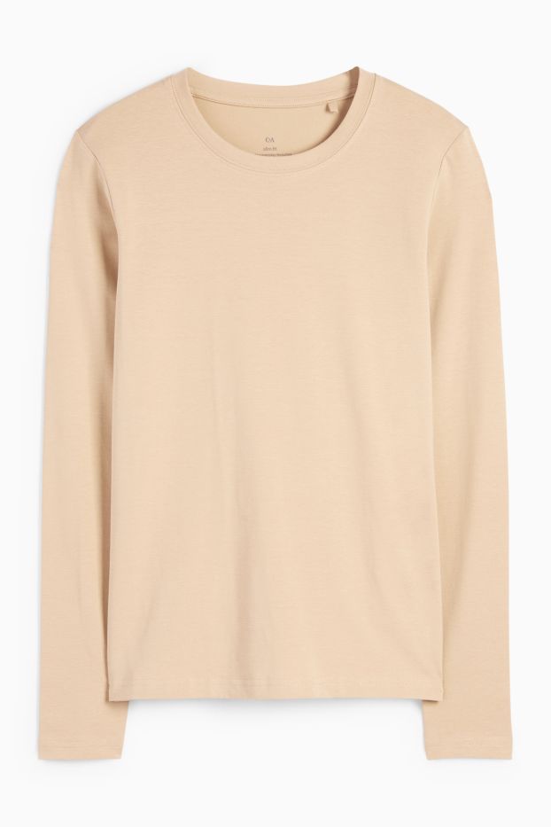 Damen - Langarmshirt - Slim Fit - hellbeige