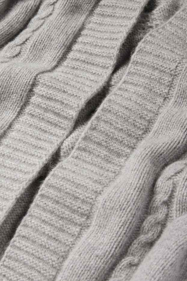 Femmes - Gilet de maille en cachemire - motif tressé - gris