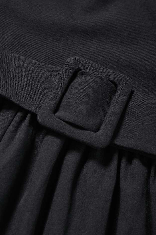 Dámské - Šaty fit & flare s páskem - černá