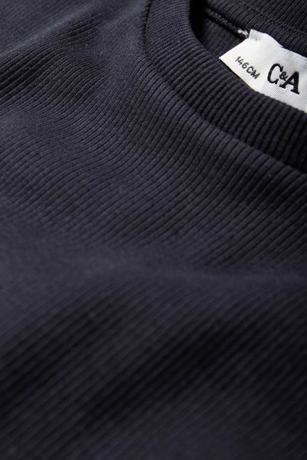 Bambine - Vestito a t-shirt - a coste - nero