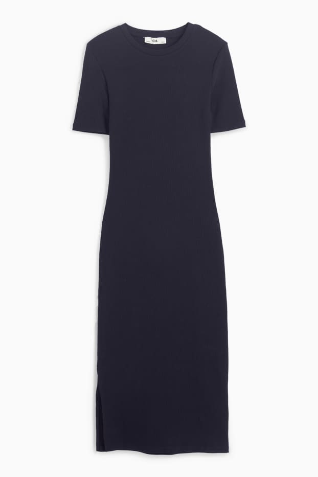 Bambine - Vestito a t-shirt - a coste - nero