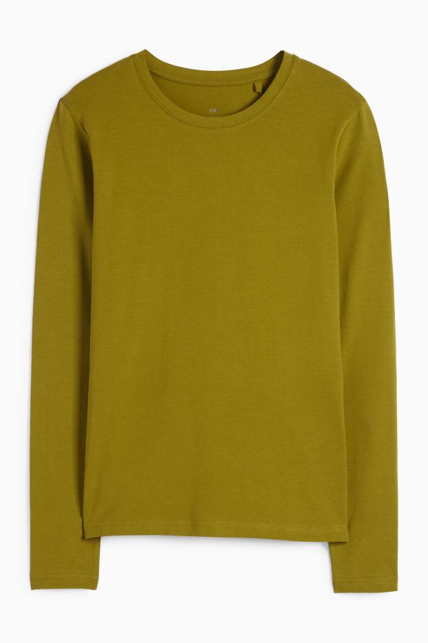 Damen - Langarmshirt - Slim Fit - khaki
