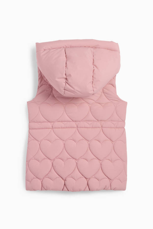 Kinder Mädchen - Steppweste mit Kapuze - wasserabweisend - gemustert - rosa