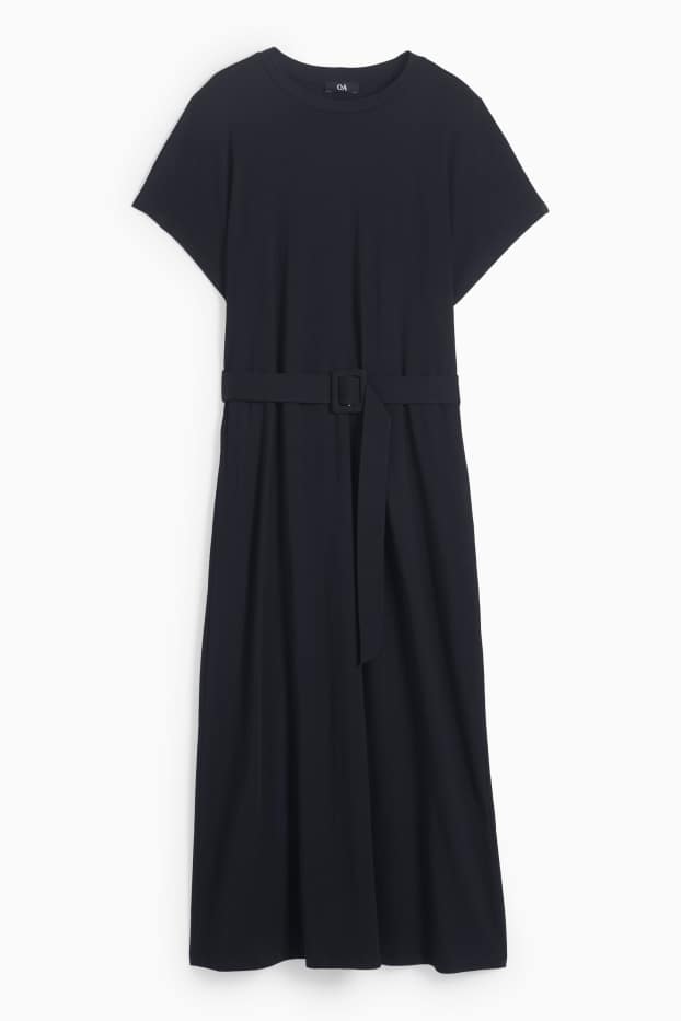 Femei - Rochie-tricou cu curea - negru