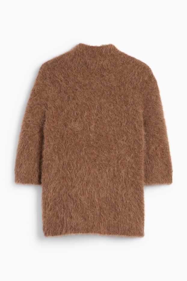 Damen - Strickpullover - kurzarm - Alpaka-Mix - braun