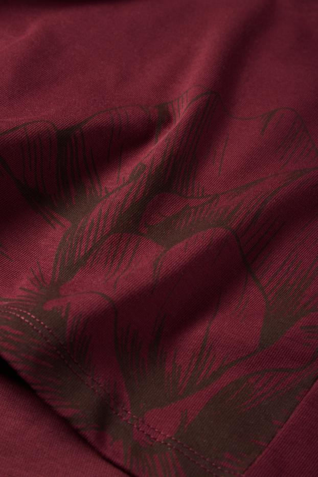 Damen - Langarmshirt - geblümt - bordeaux